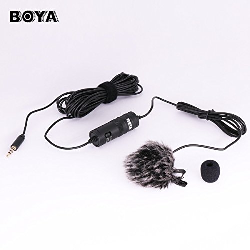 BOYA BY-M1 3.5mm Microfono condensatore Lavalier con parabrezza AriMic per iPhone 7 Plus Smartphone Dslr registratore videocamere
