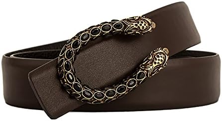 Snake Head Buckle Leather Belt for Man (Brown, 43")