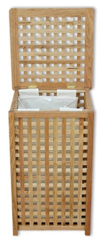 KMH®, Wäschekorb aus massivem, geölten Walnussholz (#205065) - 2