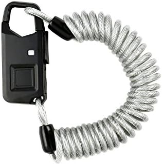 Midas Touch Fingerprint Mini Padlock - Standalone One-Touch Security for Suitcases, Bicycles, etc., Unlocks in Under 1 Second (Black with Loop Cable)