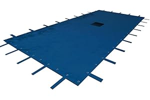 TERRE JARDIN - Bache Piscine Hivernage 7,5 x 4,5 m - Bache Protection pour Piscine Rectangulaire de 7 x 4 m - Bâche Résistante 140 g/m², Polyéthylène - Œillets Aluminium Plus Pattes d'attache