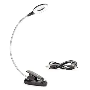 Leadleds Multipurpose Gooseneck 18-LED Led Reading Lamp with Stand - Battery Operation or Plug into USB or Outlet - Can be Used for Bedside Headboard Guitars Stands Reading Book Tasks Desk Laptop etc Black