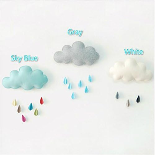 Berceau Décorations Lit bébé Jouet nuage et pluie (gris bleu et blanc)