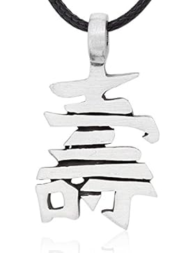 Llords Schmuck Halskette mit chinesischem Zeichen Symbol Anhänger für Schutz, feinster Zinn Metall Modeschmuck