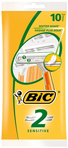 BIC 2 Sensitive Men's Razors - Twin Blade - 2 Packs of 10 Razors (20 Total) - Non-Refillable Razors with Stainless Steel…