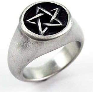 Pentagram / Pentacle Pewter Metal Ring In UK Size X / Y APPROX. WITH GIFT BOX