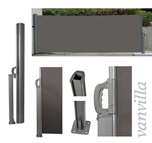 vanvilla Seitenmarkise Sichtschutz Sonnenschutz Windschutz Markise Seitenwand Anthrazit 120x300 cm