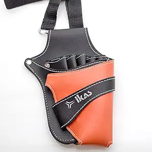 Hair Scissor Holster Barber Pouch-Waist Shoulder Belt for Hairdressers - PU Leather Shears Hairdressing Tool Case Bag Holder, Men & Women (Orange)