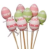 FnieYxiu DIY Toys, 9Pcs Colorful Plastic Simulation Easter Egg on Stick Gift DIY Craft Decoration