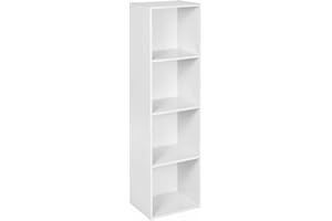 URBNLIVING Tier Wooden Bookcase Shelving Display Storage Shelf Unit Wood Shelves (White, 4 Shelf)