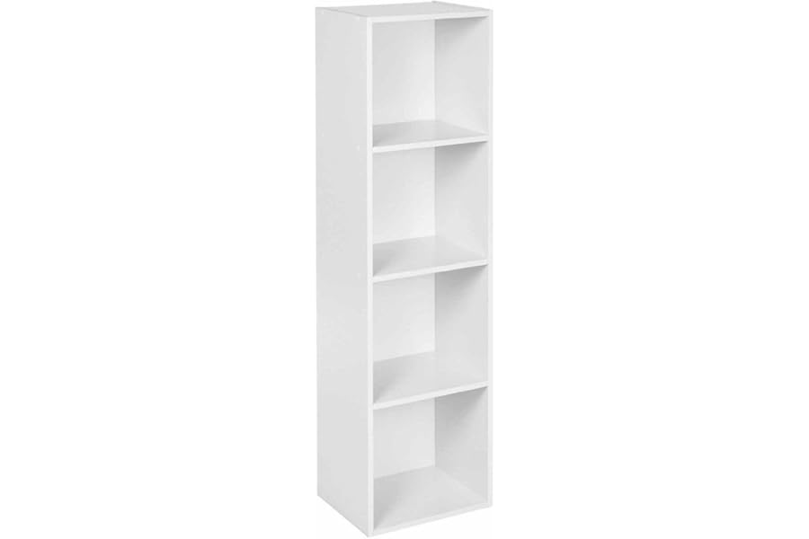 URBNLIVING Tier Wooden Bookcase Shelving Display Storage Shelf Unit Wood Shelves (White, 4 Shelf)