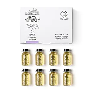 Brillare Heavy Moisturising Booster Oil Shots, Perfect Blend of Argan, Shea & Soybean Oil, Deeply Nourishes, Dry & Frizzy Hair, 8 Shots x 6ml each