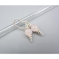 Rosenquarz Ohrringe - Rosenquarz Kugel Ohrhänger - rosa Ohrringe - 925 Silber