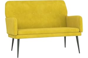 ‎VIDAXL vidaXL Bench Upholstered Bench with Backrest Armrest, Sofa Hallway Bench for Living Room, Wardrobe Bench Metal Frame, Modern, Yellow Velvet