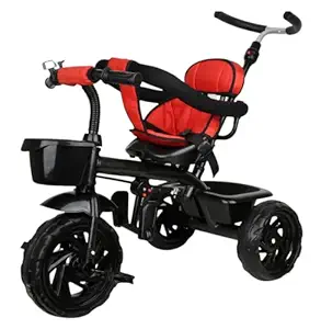 Evohome Tricycle for Kids,Smart Plug n Play Kids Ride on with Storage Space Parent Push Handle Cushion seat and Sipper for 12 Months to 60 Months Boys/Girls/Children Cycle Tricycle (RED)