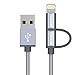 Produktbild Zendure 2 in 1 Nylon geflochten USB Lightning Kabel, 30cm Micro USB 2.0 Ladekabel Datenkabel kompatibel für iPhone XS/XR/ 8/8 Plus/ 7 Plus und Samsung Galaxy, Huawei und Android Smartphones-Grau