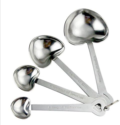 DaHanBL 4 pcs Stainless Steel Love Heart-Shaped Measure Spoons Baking Tool