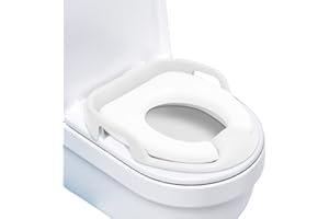 Kinder Toilettensitz Töpfchen Training Universeller, EUBSWA Toilettensitz Toilettentrainer WC Training Sitze mit Weichen Kissen Sicherheitsgriffe für Jungen und Mädchen von 1-7 Jahre (Weiß)