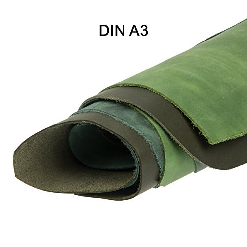 Lederreste Lederstücke extragroß A3 1kg Varianten von grün Farbtönen , alle Stücke mind. DIN A3 groß von Langlauf Schuhbedarf ® - 4