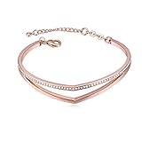 ZSML Frauen Mädchen Rose Goldarmband Bangle, Austrian Crystal Armband Alloy Plating Schmuck-Best Gift for Her-Jewelry Gift Box inklusive,A