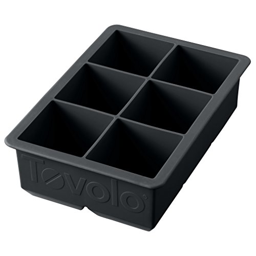 Tovolo Large King Craft Ice Mold Freezer Tray of 2" Cubes for Whiskey, Bourbon, Spirits & Liquor Drinks, BPA-Free Silicone, Charcoal, Set of 1