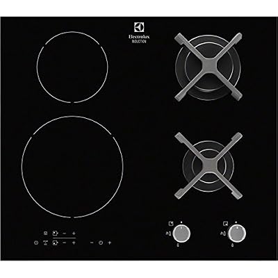 Electrolux EGD6576NOK - Table de cuisson mixte induction et gaz - 4 plaques de cuisson - Niche - largeur : 56 cm - profondeur : 49 cm - noir