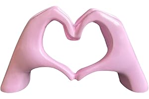 JOAASU Hand Love Gesture Sculpture, 13x7.5cm Hand Love Statue, Heart Gesture Sculpture, Loved Finger Modern Statue for Home Living Room Office Wedding Party Desktop Ornament (Pink)