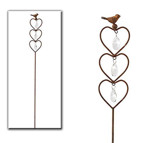 Gartenstecker Rostoptik Gartendeko Metall Herzen Kristall Stecker Rost von Haus der Herzen ®