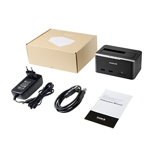 [UASP&8TB] Inateck Aluminium USB 3.0 auf SATA 3 Festplatten Dockingstation zusätzlich mit 2-Port Hub und SD-Kartenlesegerät für 2,5″ und 3,5″ Zoll HDD/SSD, inklusive USB3.0 Kabel mit 12V 2A Netzteil - 7