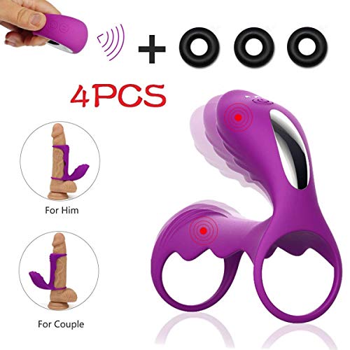 Vibrating Cock Rings Remote Control 12 Speed Penis Ring Vibrator Male Enhancing Penis Ring Clitoral G-Spot Vibrators Vibes Stimulators Adult Sex Flirting Toys with Remote Control for Men Women Couples