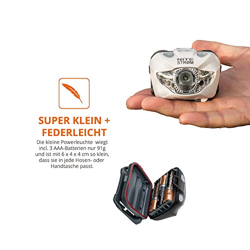 ZNEX Nitestrøm | Super Helle Wasserdichte IPX6 LED Stirnlampe 168 Lumen mit Infrarot-Sensor-Gestensteuerung, Rotlicht, Blinklicht, SOS-Notfall-Pfeife + GRATIS LED-Leuchtarmband - 6