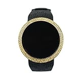 Techno Pavé Iced Out Bling Lab Diamant Gold Schwarz Digital Touch Bildschirm Sport Smart Watch Silikon Band
