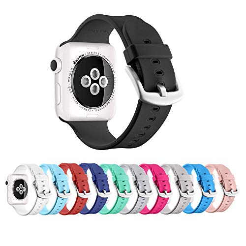 Tocosy Band for Apple Watch Band 38mm 42mm Soft Silicone Replacement Sport Wristband Strap with Buckle Clasp for iWatch Series 3 Series 2 Series 1