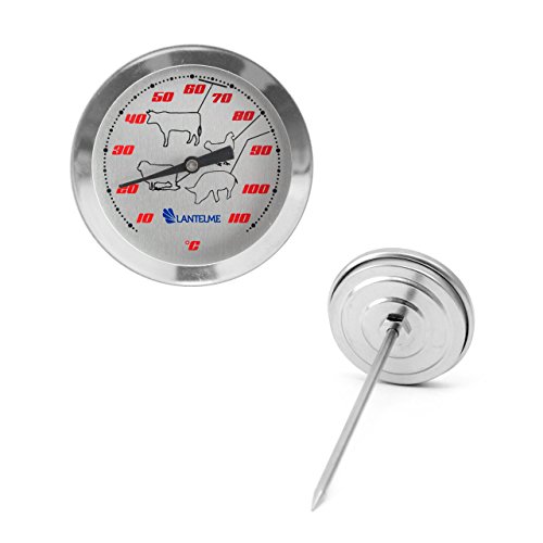 Lantelme Edelstahl Bimetall Einstich – Braten – Fleisch Thermometer . Analog Temperaturanzeige bis 112 °C Analog 2548 - 3