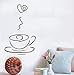Produktbild Herz Tee Tasse Wandaufkleber Kreative Restaurant küche Wand-dekor PVC Vinyl Abnehmbare Wasserdichte Wandtattoos Einfache Design 44 * 39 cm