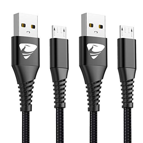 Micro USB Cable Yosou USB Charging Cable 2M 2Pack Nylon Braided Android Charger Cable Compatible with Samsung, Huawei, Sony, Android Smartphone, HTC, PS4 and More - Black