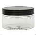 3 x 100mL CLEAR PLASTIC PET COSMETIC SQUAT JARS with BLACK SCREW LIDS for Creams/Liquids/Make Up/Travel/Oils