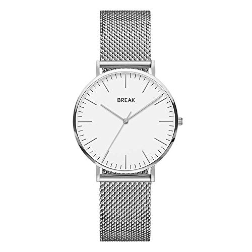 BREAK Relojes de Cuarzo Ultrafinos Impermeable Precioso Sencillo pequeño Reloj de Pulsera Malla Acero para Mujeres