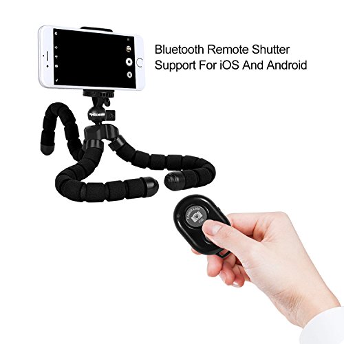 Rhodesy RT-02 Flexible Octopus Style Stativ-Halter mit Bluetooth-Fernbedienung fÃ¼r Kamera, jedes Smartphone mit Clip