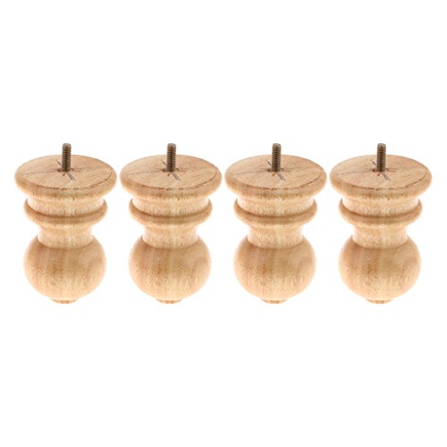 Preisvergleich Produktbild Sharplace 4pcs Möbelfüße Sockelfüße Holz Schrankfüße Tischfuß Sofafüße, Vase / Kegel Design - Holz, 8cm Durchmesser