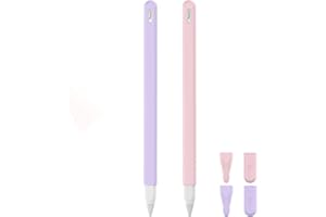 Rpanle Silicone Coque pour Apple Pencil 2ère Generation, Stylo de Silicone Souple Étui Case Cover pour Apple Pencil, Housse Protection pour Apple Stylo (Rose + Violet)