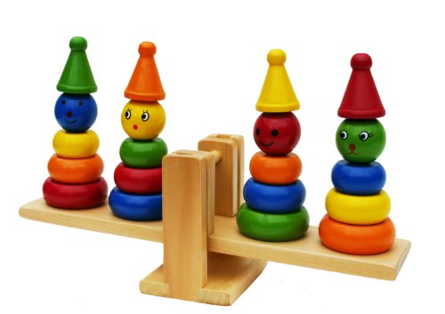 Toys of Wood Oxford Wooden Clown Ring Stacker and Balance Set