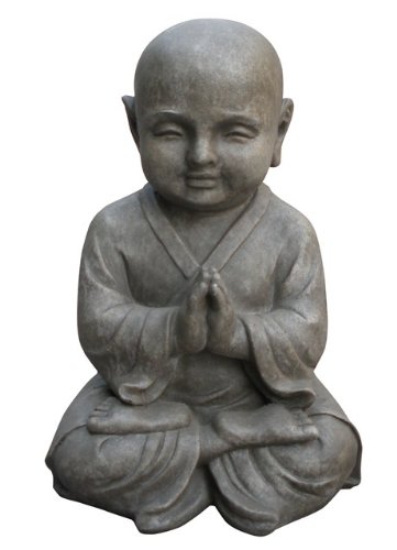 Figur Shaolin Mönch in Meditation - für Haus und Garten - Höhe 42 cm - grau