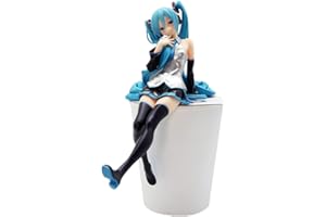Zhongkaihua Miku Figure Mignonne Anime Filles Figures Miku Position Assise Statuette en PVC Bouchon de Nouilles Figure gâteau Topper Ornements de Collection de Bureau