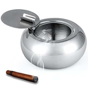 Edelstahl cigarette Aschenbecher mit Deckel, Maxin Wind
