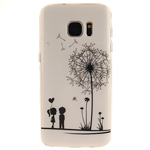 AllDo Funda Silicona para Samsung Galaxy S7  5 1 Pulgadas  Carcasa Protectora Caso Suave TPU Soft Silicone Case Cover Bumper Funda Ultra Delgado Carcasa Flexible Ligero Caja Anti Rasgu  os Casco Anti Choque - Diente de Le  n y Ni  os