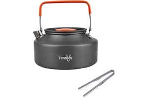 Tentock Bollitore da Campeggio All'aperto in Alluminio Leggero Caffè Teiera Portatile Bollitore 1L con Manico Pieghevole Pentole da Esterno per Picnic Backpacking Trekking