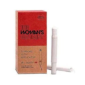 The Womans Company Tampons | Chemical Free, Ultra-Soft & Biodegradable Tampons for Women | Organic Softest Cotton | By Women For Women (16 Tampons with Applicator)