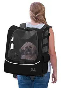 Pet Gear I-GO2 Plus Traveler Rolling Backpack Carrier for Small Cats and Dogs, Black