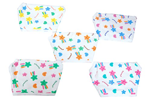 GURU KRIPA BABY PRODUCTS Baby's Cotton Cloth Diapers/Langot Tringle Shaped Nappies (White Printed, 0-6 Months) Pack of 6 Pieces